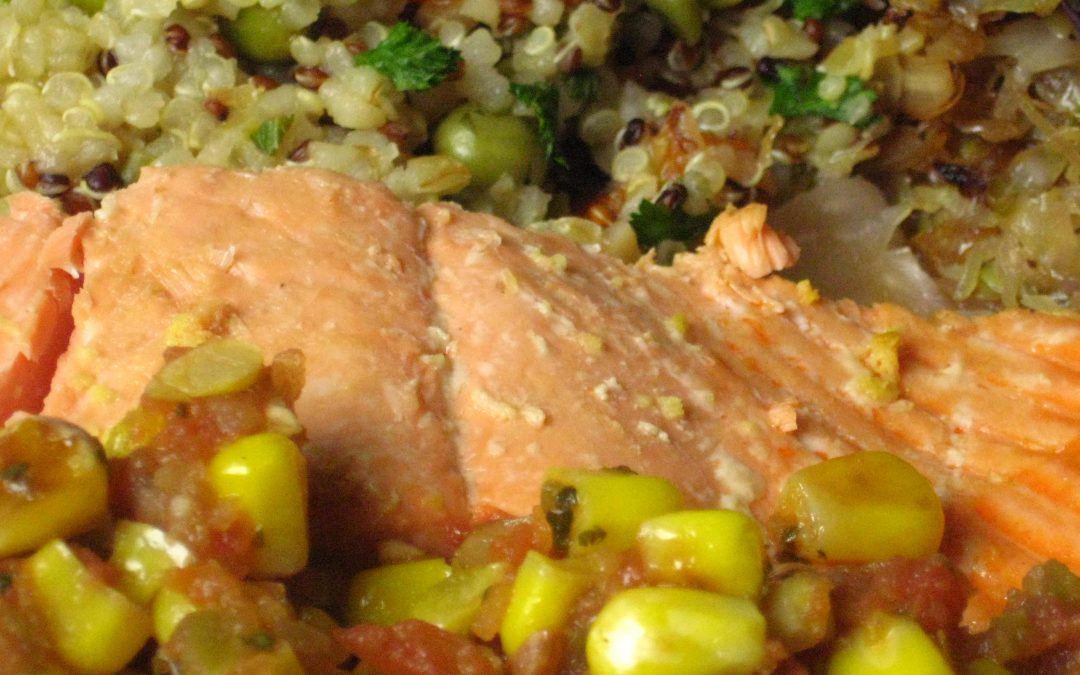 Baked Salmon with Seared Cabbage and Onions and Quinoa Pilaf, Thursday, February 23, 2023