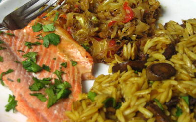 Baked Salmon with Browned Mushroom Orzo: Tuesday, April 9, 2024